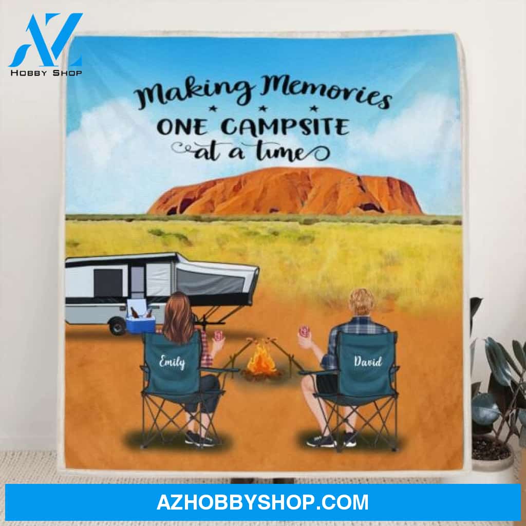 Custom Personalized Australian Camping Blanket - Parents with Up to 3 Kids and 3 Pets - Best Gift For Camping Lovers - Making Memories One Campsite At A Time