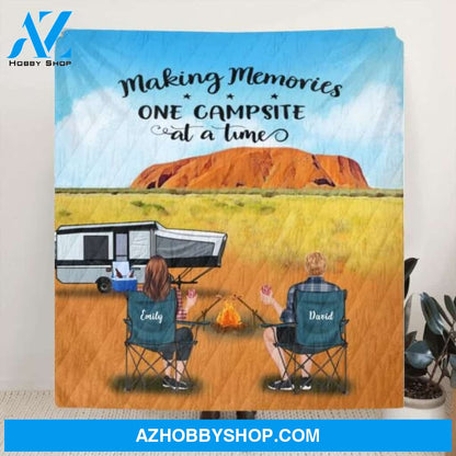 Custom Personalized Australian Camping Blanket - Parents with Up to 3 Kids and 3 Pets - Best Gift For Camping Lovers - Making Memories One Campsite At A Time