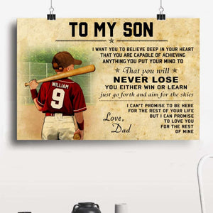 Custom Personalized Baseball Poster, Canvas with custom Name, Number, Appearance & Background, Vintage Style, Sport Gifts For Son NTB0328B03DP