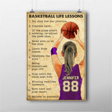 Custom Personalized Basketball Life Lessons Poster, Canvas with custom Name, Number, Appearance & Landscape, Vintage Style, To My Daughter Gifts NTB0304B04DP