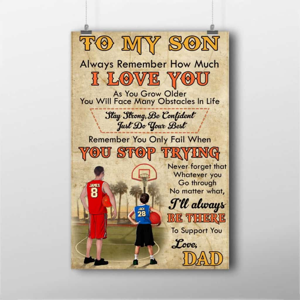 Custom Personalized Basketball Poster Canvas With Custom Name Number Appearance & Landscape Vintage
