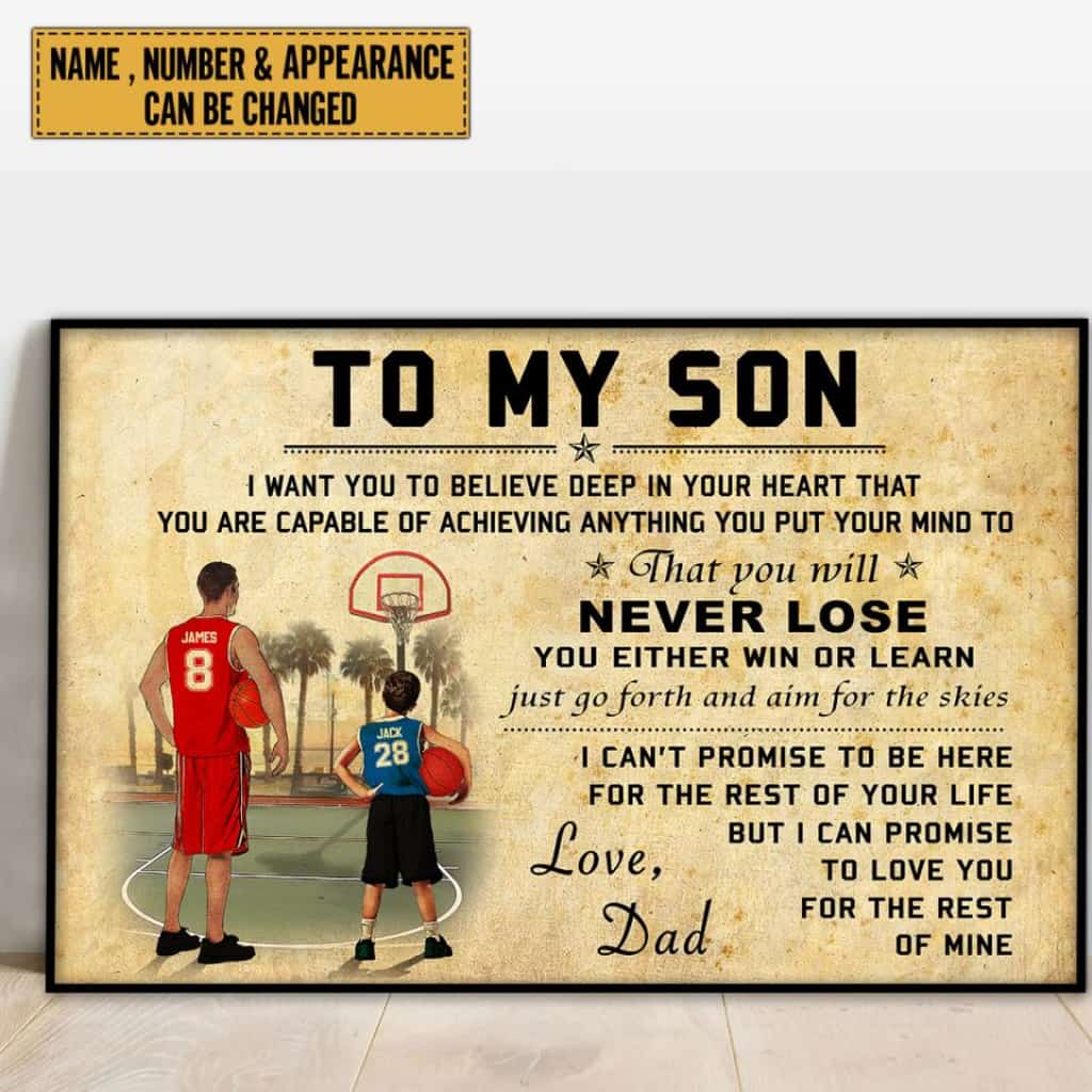 Custom Personalized Basketball Poster, Canvas with custom Name, Number, Appearance & Landscape, Vintage Style, Gifts To My Son NTB0215B01DP