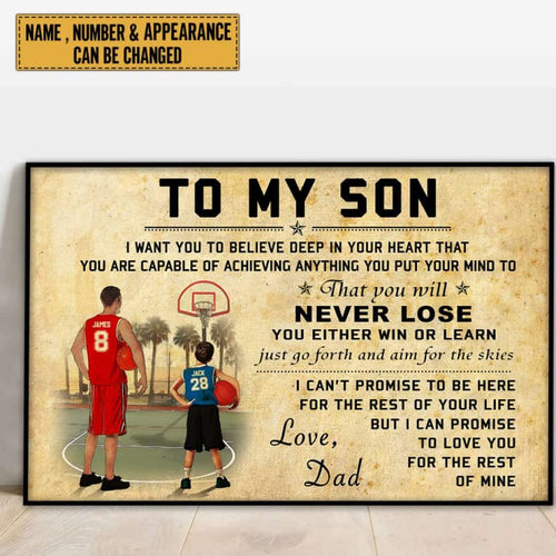 Custom Personalized Basketball Poster, Canvas with custom Name, Number, Appearance & Landscape, Vintage Style, Gifts To My Son NTB0215B01DP