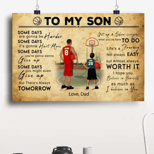Custom Personalized Basketball Poster, Canvas with custom Name, Number, Appearance & Landscape, Vintage Style, Gifts To Son NTB0218B01DP