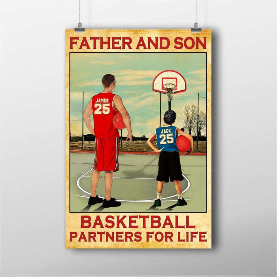 Custom Personalized Basketball Poster Canvas With Custom Name Number Appearance & Landscape Vintage