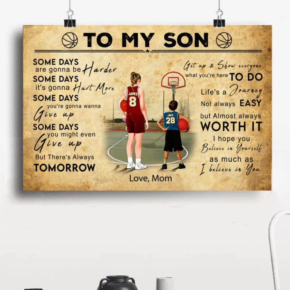 Custom Personalized Basketball Poster Canvas With Custom Name Number Appearance & Landscape Vintage