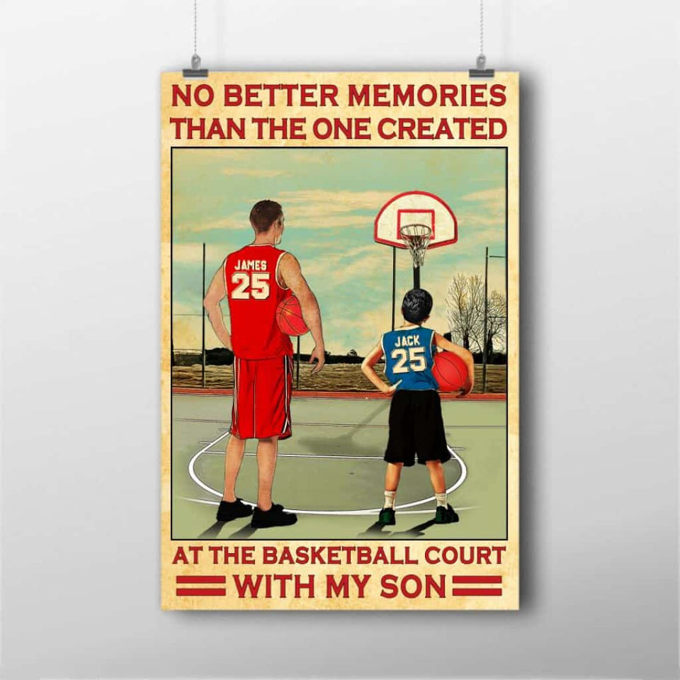 Custom Personalized Basketball Poster Canvas With Custom Name Number Appearance & Landscape Vintage
