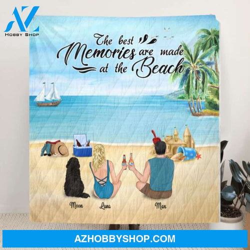 Custom Personalized Beach Camping Blanket, Gift idea for the whole family - Couple/ Family With Upto 3 kids and 3 Pets - P2F40K