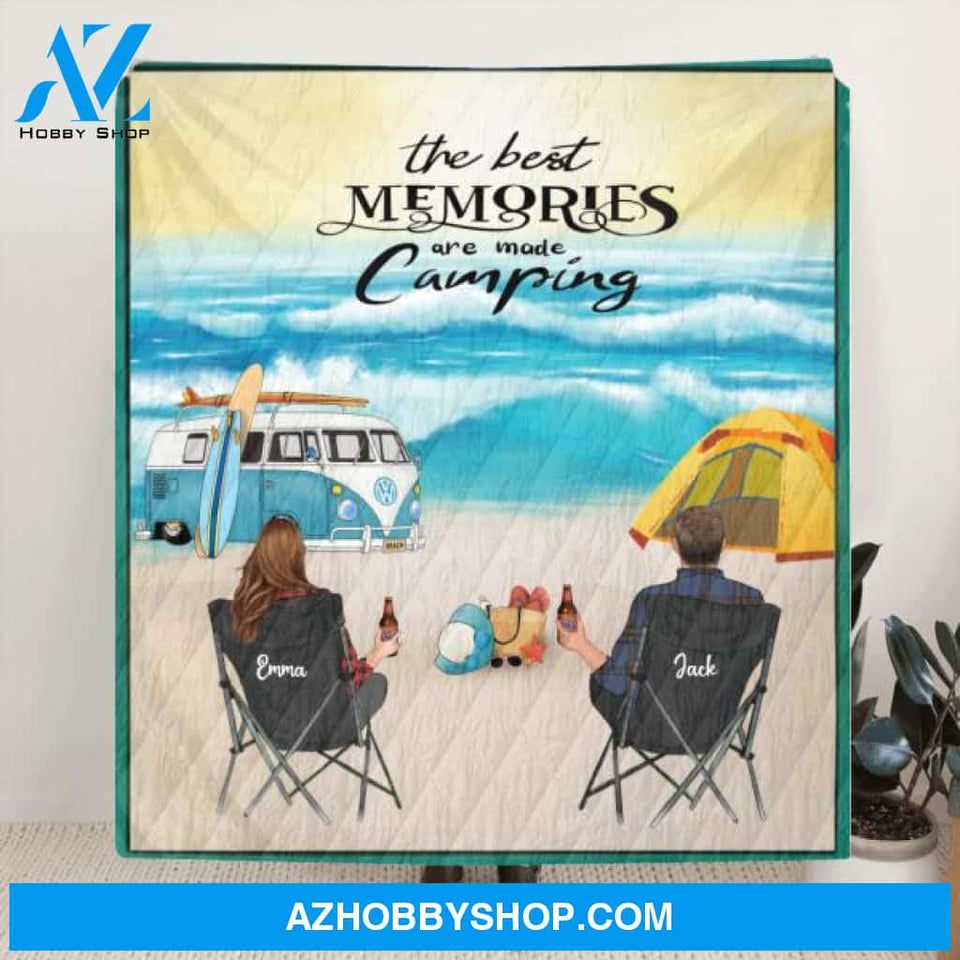 Custom Personalized Beach Camping Couple Blanket - Best Gift For Camping Lovers - The Best Memories Are Made Camping