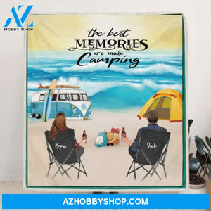 Custom Personalized Beach Camping Couple Blanket - Best Gift For Camping Lovers - The Best Memories Are Made Camping