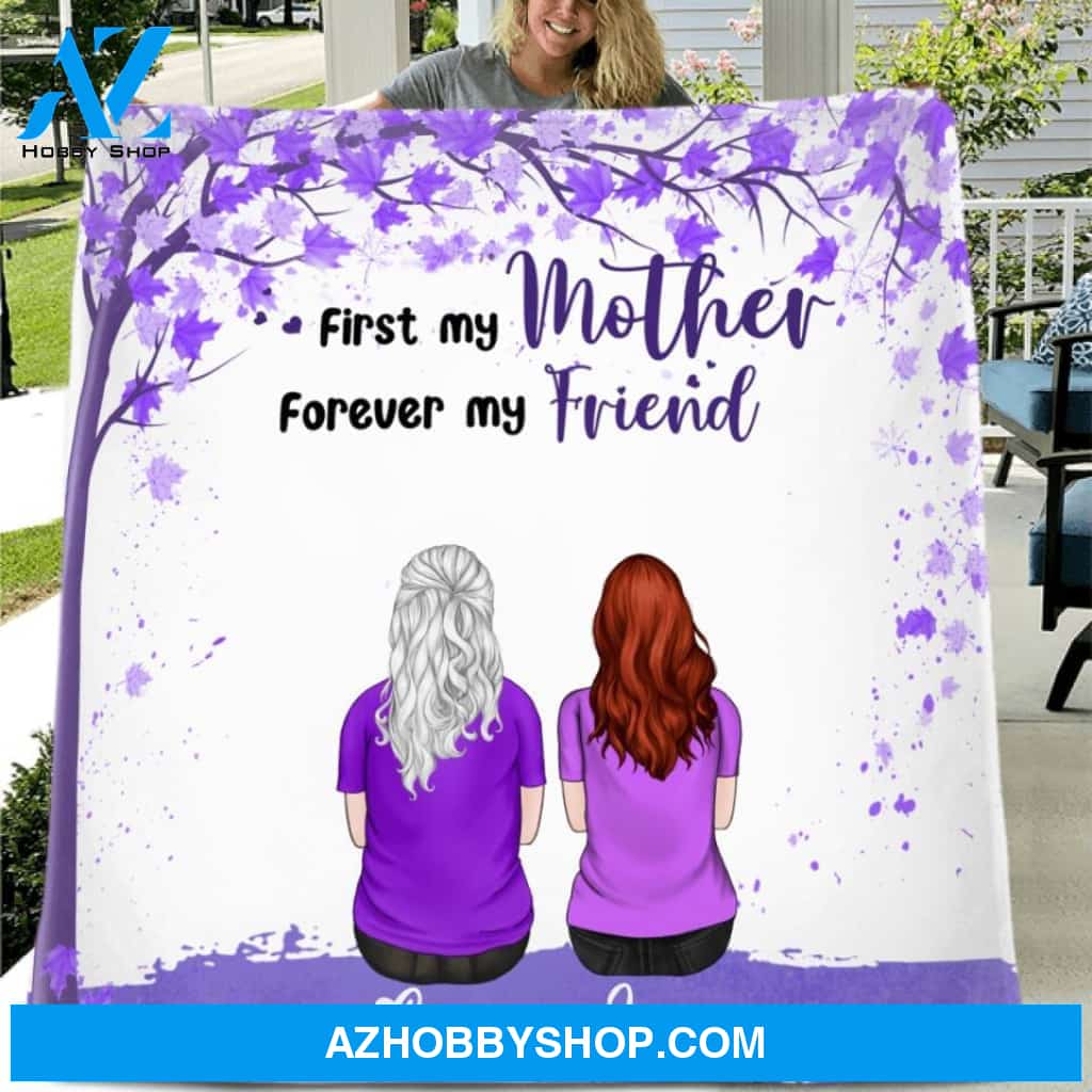 Custom Personalized Beautiful Mom Quilt/Fleece Blanket - Upto 5 People - Gift Idea For Mother's Day - First My Mother Forever My Friend