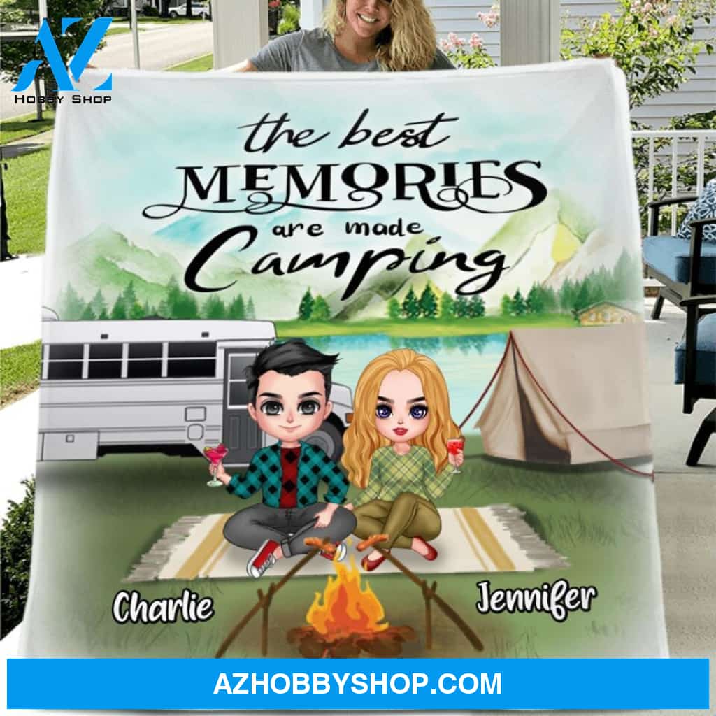 Custom Personalized Camping Quilt/Fleece Blanket - Upto 5 People - Best Gift For Camping Lovers - The Best Memories Are Made Camping