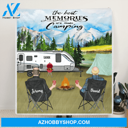 Custom Personalized Camping Quilt Blanket - Man & Man - Gift For Couple Same Sex - The Best Memories Are Made Camping