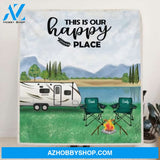 Custom Personalized Camping Blanket- Couple - Best Gift for Couple - This Is Happy Place - M2PMJT