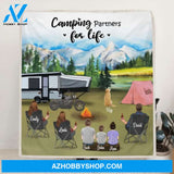 Custom Personalized Camping Blanket - 3 Adults with 3 Kids and 1 Pet - Gift For Camping Lover