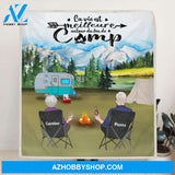 Custom Personalized Camping Blanket - Parents with up to 5 Kids and 4 Pets - Gift For Camping Lover