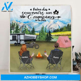 Custom Personalized Camping Blanket - Couple/ Parents with up to 5 Kids and 4 Pets - Gift For Camping Lover