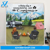 Custom Personalized Camping Blanket - Couple/ Parents with up to 5 Kids and 4 Pets - Gift For Camping Lover