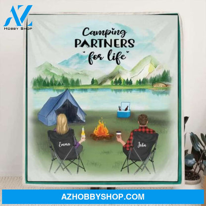 Custom Personalized Camping Blanket Gift for Whole Family, Camping Lovers - Couple with Up to 6 Pets, Parents with Up to 6 Kids, No Camper - Camping Partners For Life