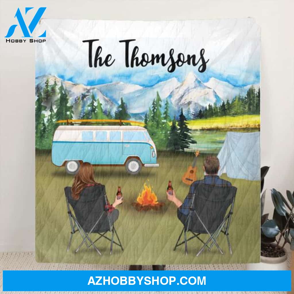 Custom Personalized Camping Blanket - Best Gift Idea For The Whole Family - Parents with upto 6 kids/6 pets - Full option - Family Name - ODH9UF