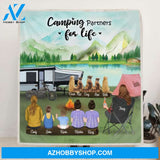 Custom Personalized Camping Blanket - Single Mom with 5 Kids and 5 Pets - Camping Partners For Life