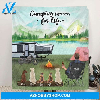 Custom Personalized Camping Blanket , Single Man/Woman - Up to 5 Pets, Best Gift For Father's Day, Camping Lovers - Camping Partners For Life