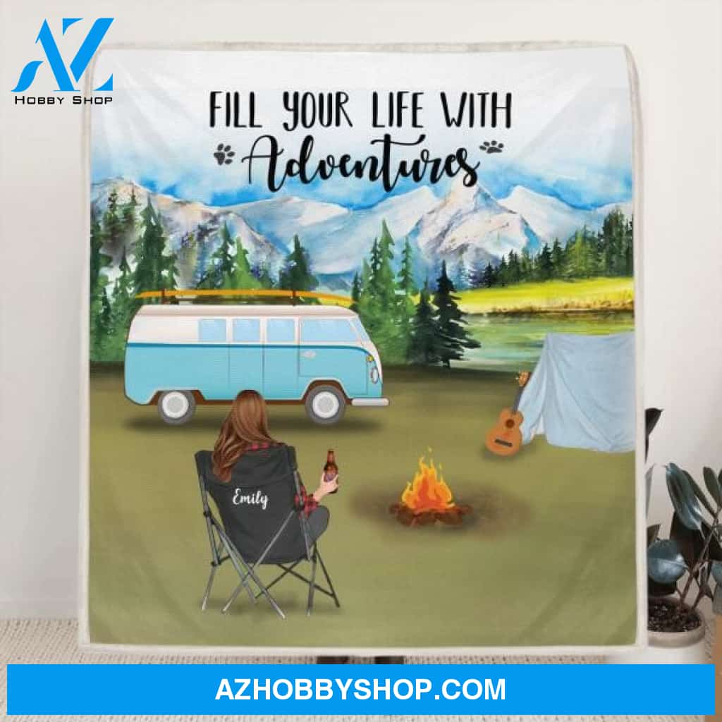 Custom Personalized Camping Blanket - Best Gift Idea For Single Mom/Single Dad - Single Mom/Dad with up to 6 Kids and 2 Pets - ODH9UF