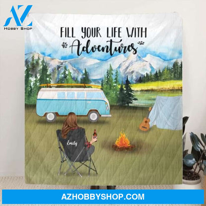Custom Personalized Camping Blanket - Best Gift Idea For Single Mom/Single Dad - Single Mom/Dad with up to 6 Kids and 2 Pets - ODH9UF