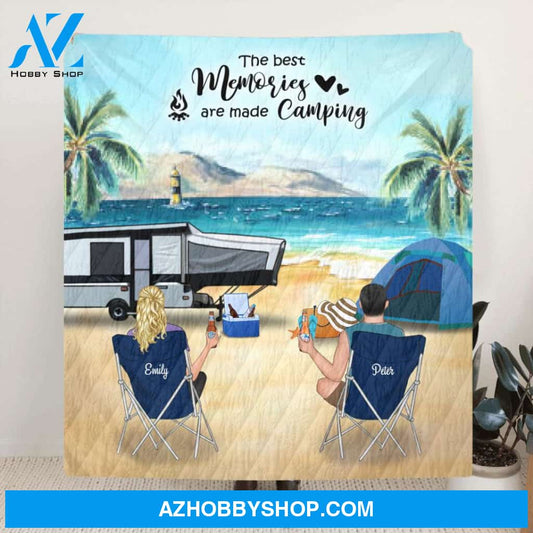Custom Personalized Camping Blanket - Family with Kids and Pets (Up to 4 kids and 2 pets) - The best memories are made camping - 1CTOH9