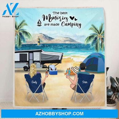 Custom Personalized Camping Blanket - Family with Kids and Pets (Up to 4 kids and 2 pets) - The best memories are made camping - 1CTOH9