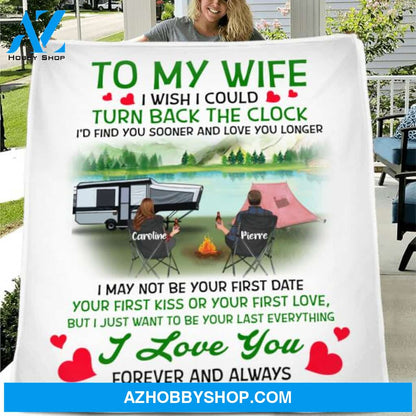 Custom Personalized Camping Couple Fleece/ Quilt Blanket - Gift Idea For Couple/ Camping Lover - I Love You Forever And Always