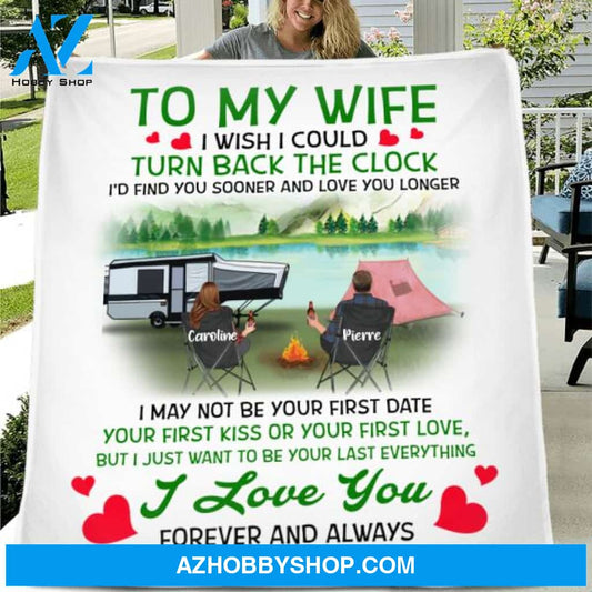 Custom Personalized Camping Couple Fleece/ Quilt Blanket - Gift Idea For Couple/ Camping Lover - I Love You Forever And Always