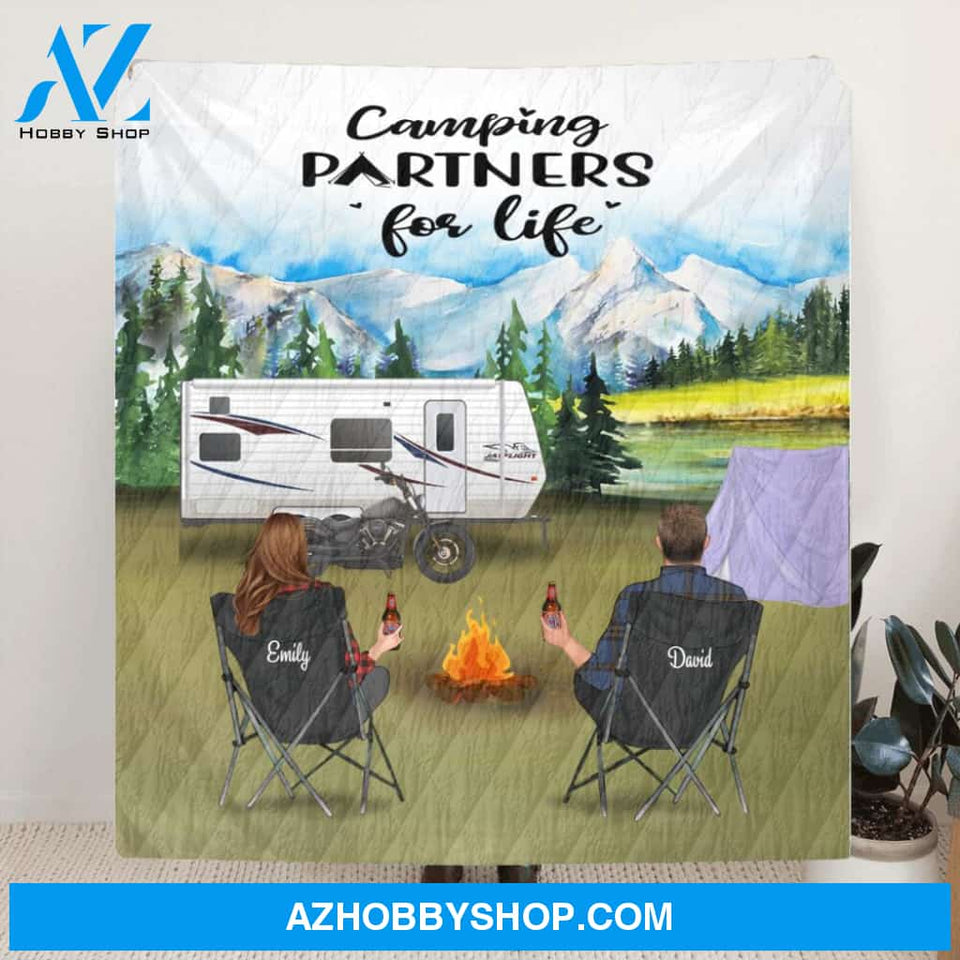 Custom Personalized Camping Couple Blanket - Best Gift For Camping Lovers