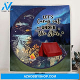 Custom Personalized Camping Moon Quilt/ Fleece Blanket - Gift Idea For Camping Lover - Let's Camp Out Under The Star