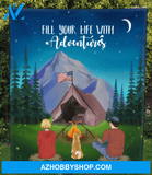 Custom Personalized Cat, Dog & Owners Camping Blanket Gift Idea For The Whole Family, Cat, Dog Dad Mom - Couple & 1 Pet Mountain Quilt Blanket