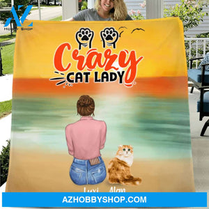 Custom Personalized Cat Mom Fleece/ Quilt Blanket - Upto 5 Cats - Gift Idea For Cat Lover - Crazy Cat Lady