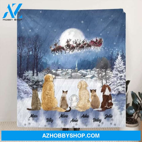 Custom Personalized Christmas Pet Quilt Blanket/Fleece Blanket - Upto 7 Pets - Best Gift For Christmas And Dog Lovers/Cat Lovers - TT1FV8