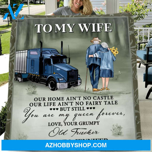 Custom Personalized Couple Quilt/ Single Layer Fleece - Gift For Couple/ Mother's Day 2022 Gift - You Are My Queen Forever