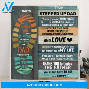 Custom Personalized Dad Blanket - Gift From Son/Daughter to Stepped Dad - 807MSB