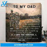 Custom Personalized Dad Blanket - Hunting Father and Kid - Gift From Son/Daughter to Father - I Love You Forever - Q46PNT