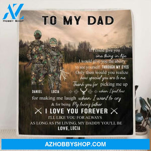 Custom Personalized Dad Blanket - Hunting Father and Kid - Gift From Son/Daughter to Father - I Love You Forever - Q46PNT