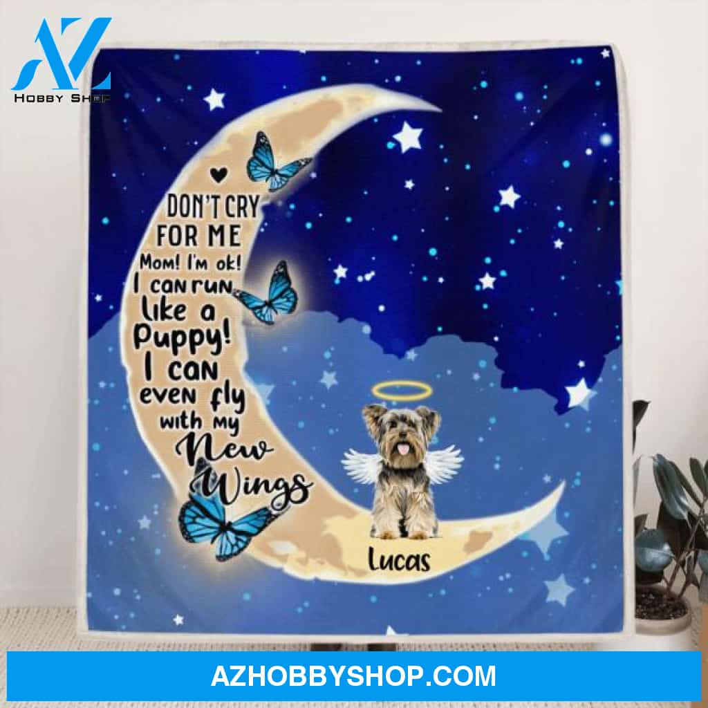 Custom Personalized Dog Memorial Quilt/ Fleece Blanket - Upto 4 Dogs - Memorial Gifr For Dog Lover - Don't Cry For Me Mom! I'm Ok!