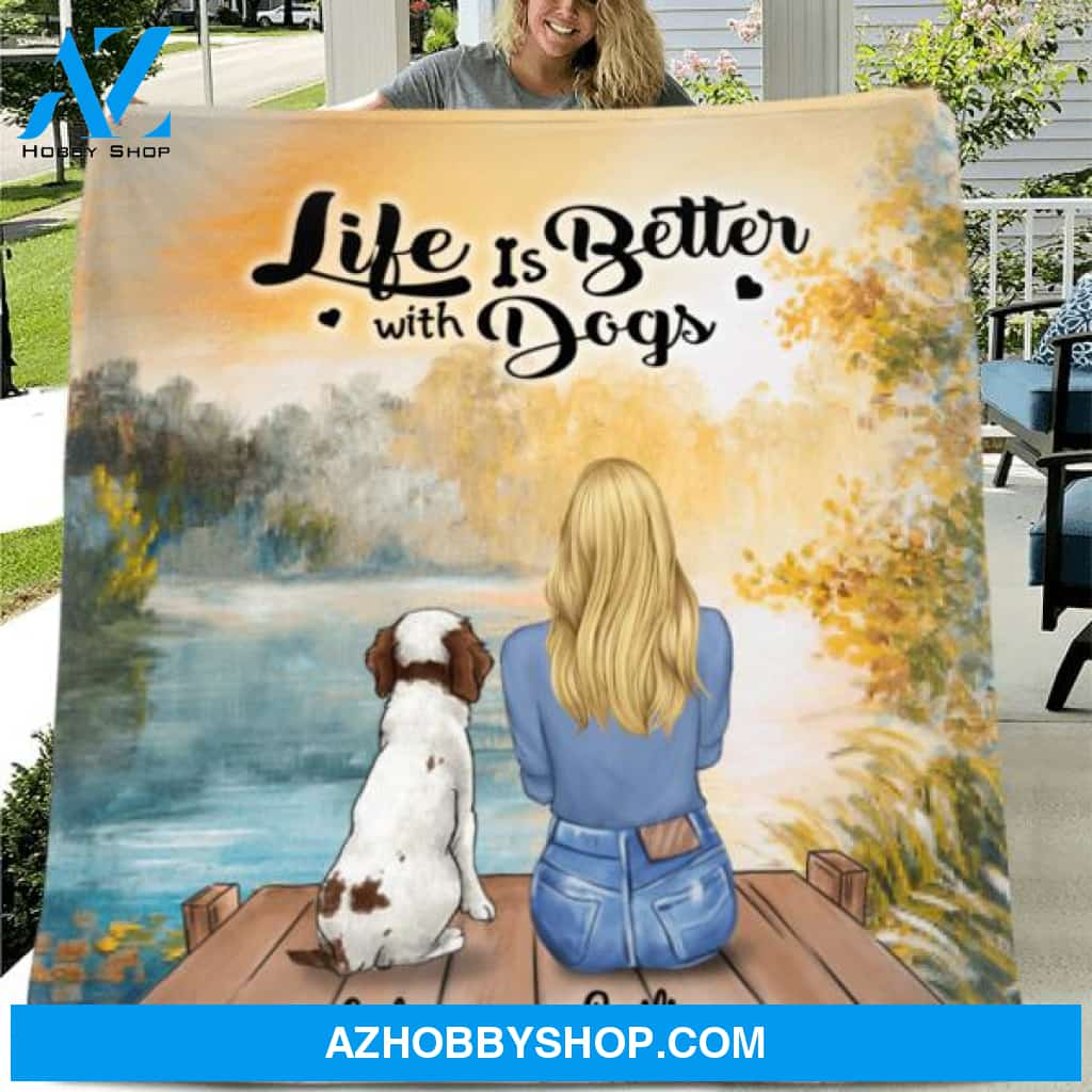 Custom Personalized Dog Mom Fleece/Quilt Blanket - Best Gift For Dog Lover - Life Is Better With Dogs