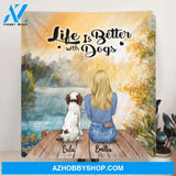 Custom Personalized Dog Mom Fleece/Quilt Blanket - Best Gift For Dog Lover - Life Is Better With Dogs