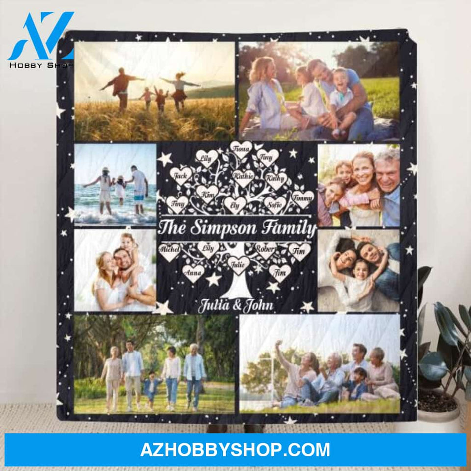 Custom Personalized Family Tree Quilt/ Fleece Blanket - Best Gift For The Whole Family - The Simpson Family