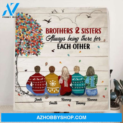 Custom Personalized First My Brothers & Sisters Quilt/ Fleece Blanket - Upto 6 Members - Gift For Brothers And Sisters - Always Being There For Each Other