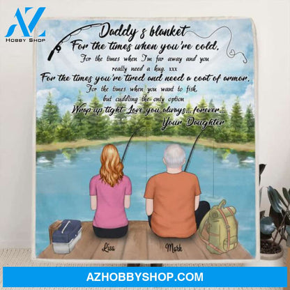 Custom Personalized Fishing Father and Daughter Blanket - Father and Daughter Go Fishing - Best Gift From Daughter To Dad