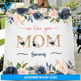 Custom Personalized Floral Mom Quilt/Fleece Blanket - Upto 5 Kids - Gift Idea For Mother's Day - We Love You