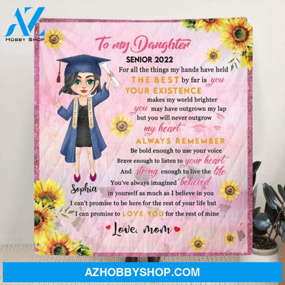 Custom Personalized Graduation Quilt/ Fleece Blanket - Gift Idea For Daughter/ Granddaughter From Mom, Nana - Love You For The Rest Of Mine