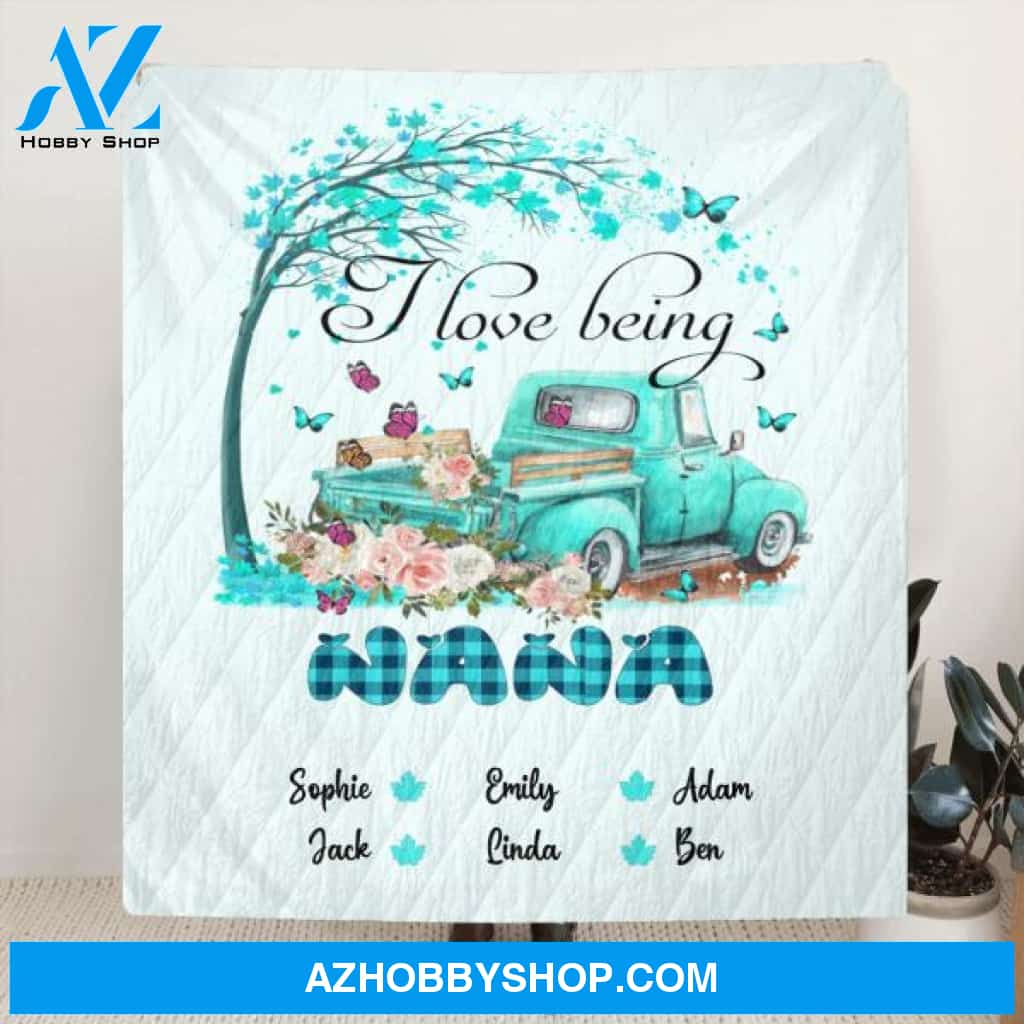 Custom Personalized Grandma Quilt/Fleece Blanket - I Love Being A Grandma - R5OIKQ
